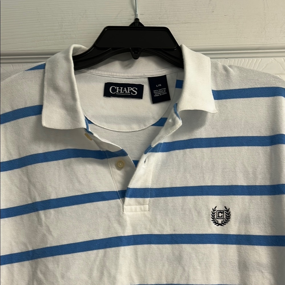 Chaps White Polo with Blue Stripes - Picture 4 of 12
